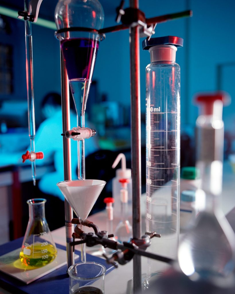 Glassware in a chemical laboratory